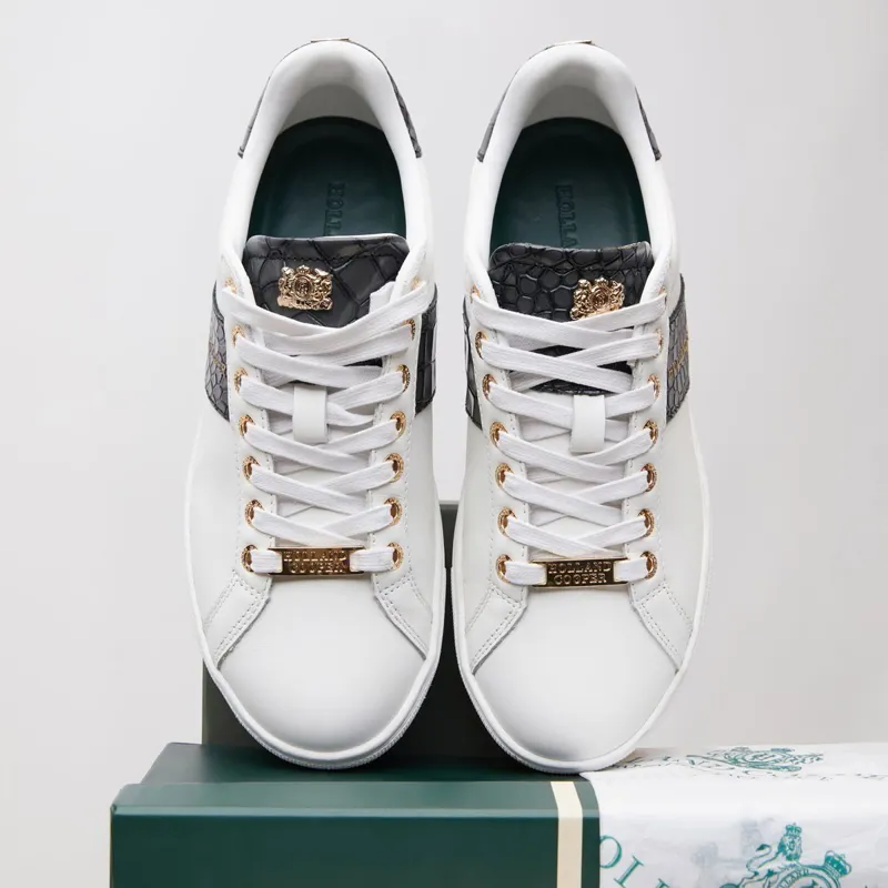 Holland Cooper Knightsbridge Ladies Court Sneakers - Black Croc-13