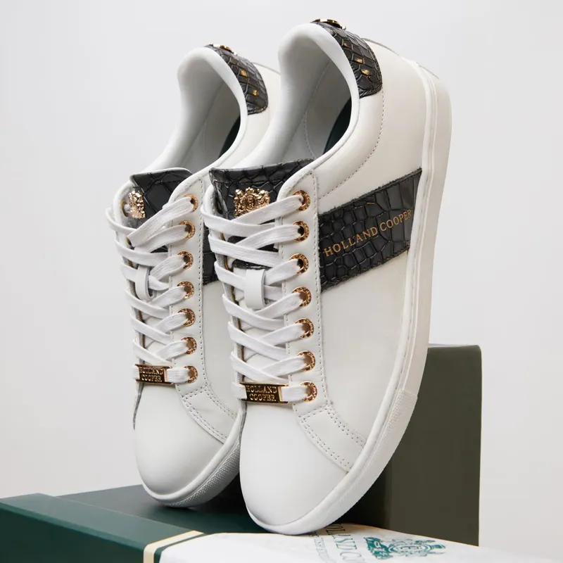 Holland Cooper Knightsbridge Ladies Court Sneakers - Black Croc-12