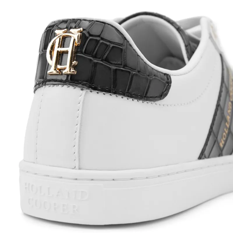 Holland Cooper Knightsbridge Ladies Court Sneakers - Black Croc-7