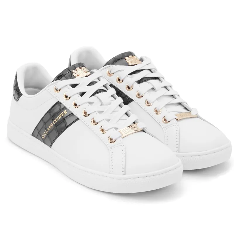 Holland Cooper Knightsbridge Ladies Court Sneakers - Black Croc