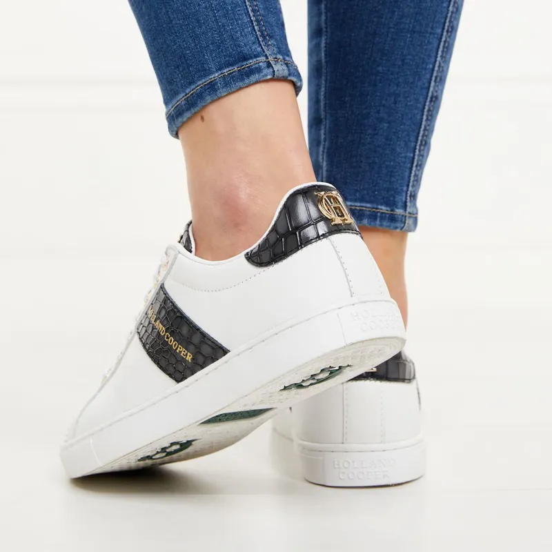 Holland Cooper Knightsbridge Ladies Court Sneakers - Black Croc-4