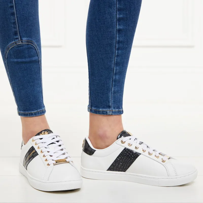 Holland Cooper Knightsbridge Ladies Court Sneakers - Black Croc-1