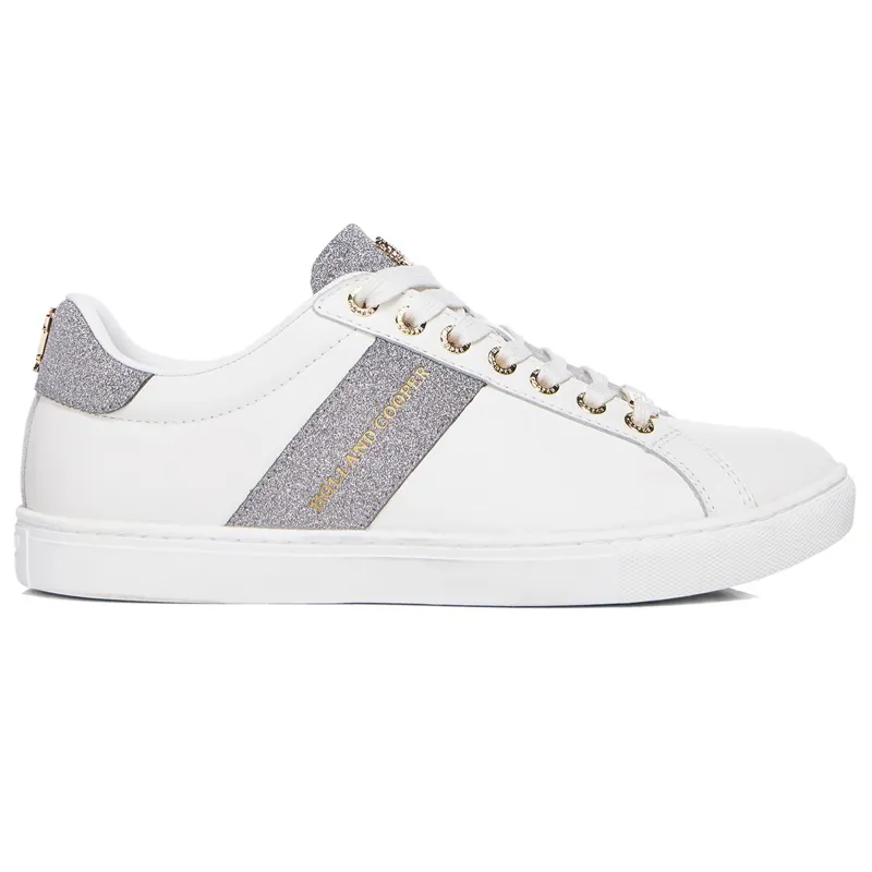Holland Cooper Knightsbridge Ladies Court Sneakers - Silver Crystal