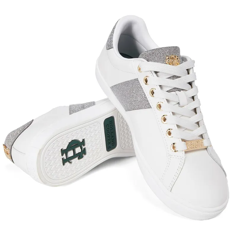 Holland Cooper Knightsbridge Ladies Court Sneakers - Silver Crystal-3