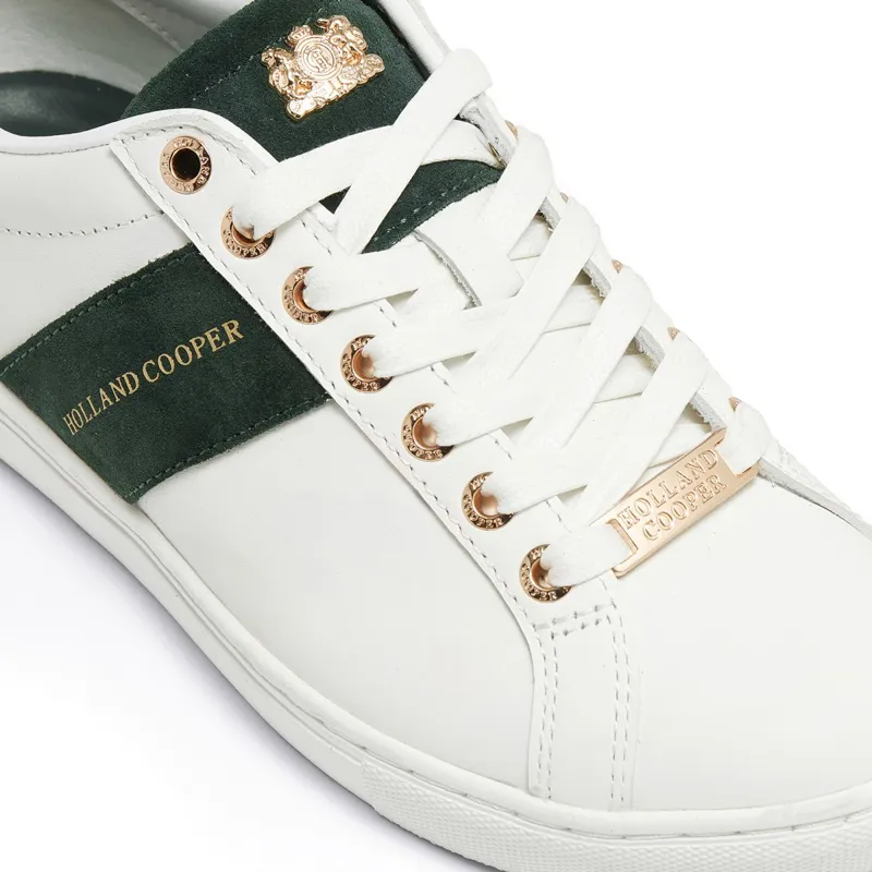 Holland Cooper Knightsbridge Ladies Court Sneakers - White/Green-3