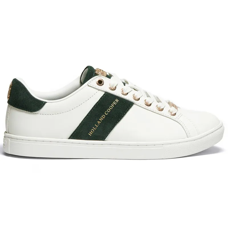 Holland Cooper Knightsbridge Ladies Court Sneakers - White/Green-1