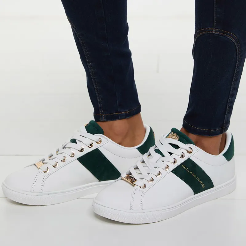 Holland Cooper Knightsbridge Ladies Court Sneakers - White/Green-4