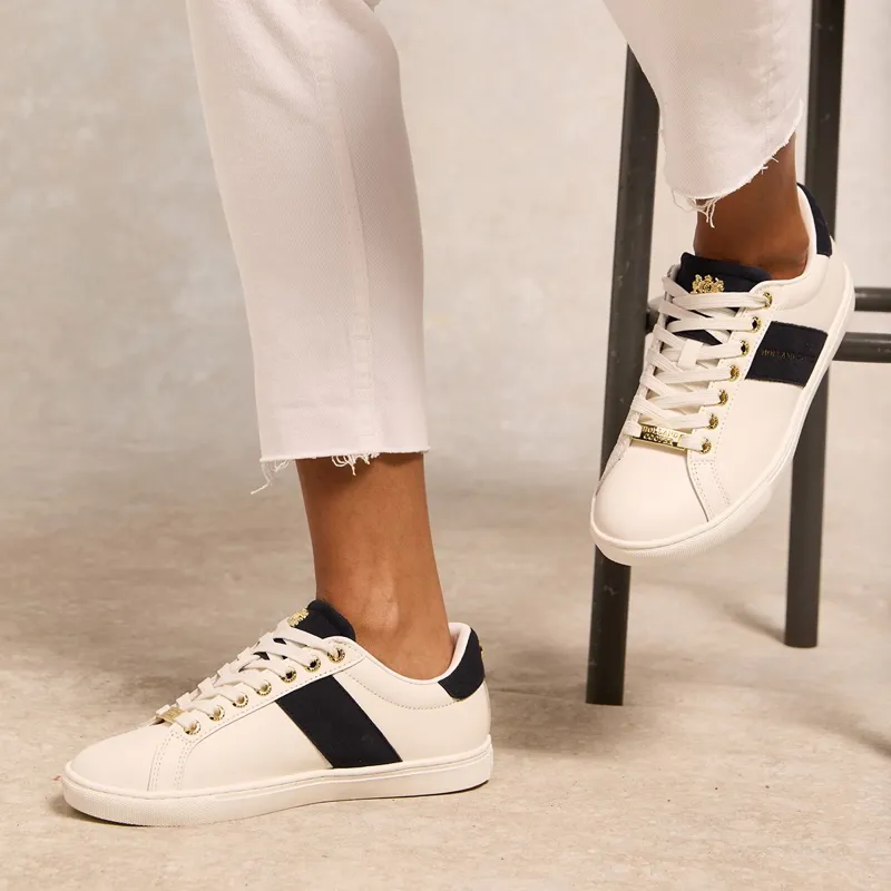 Holland Cooper Knightsbridge Ladies Court Sneakers - White/Navy-1