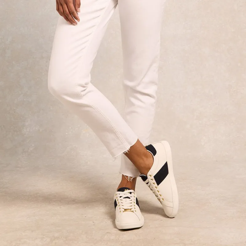 Holland Cooper Knightsbridge Ladies Court Sneakers - White/Navy-2