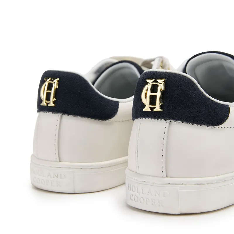 Holland Cooper Knightsbridge Ladies Court Sneakers - White/Navy-5