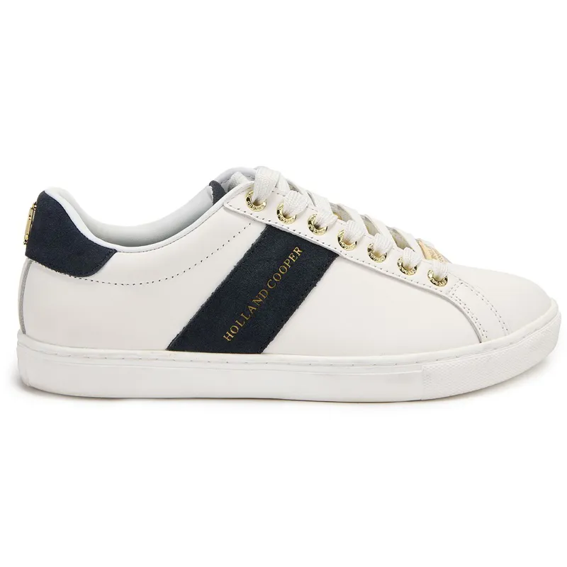 Holland Cooper Knightsbridge Ladies Court Sneakers - White/Navy