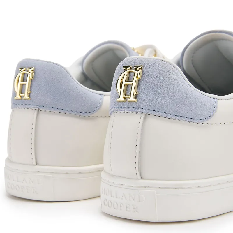 Holland Cooper Knightsbridge Ladies Court Sneakers - White/Smokey Blue-3