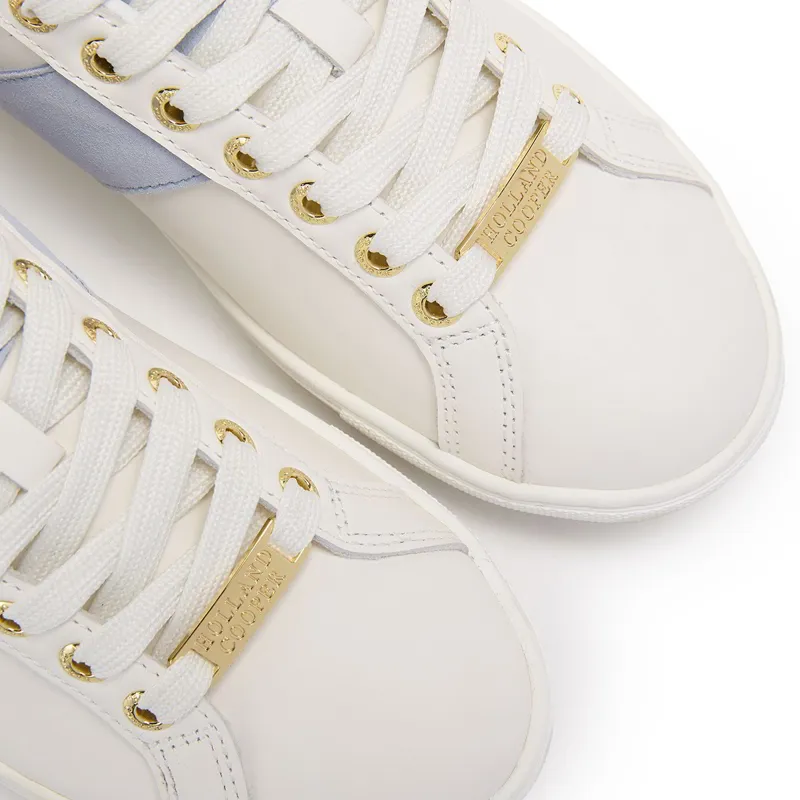 Holland Cooper Knightsbridge Ladies Court Sneakers - White/Smokey Blue-5