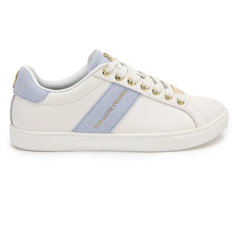 Holland Cooper Knightsbridge Ladies Court Sneakers - White/Smokey Blue