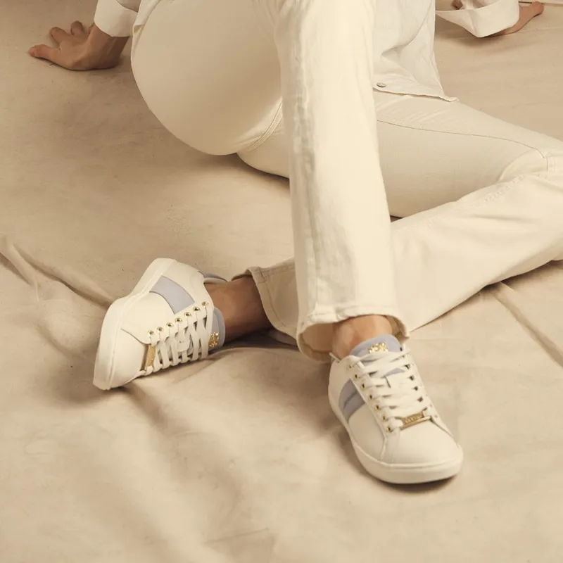 Holland Cooper Knightsbridge Ladies Court Sneakers - White/Smokey Blue-6
