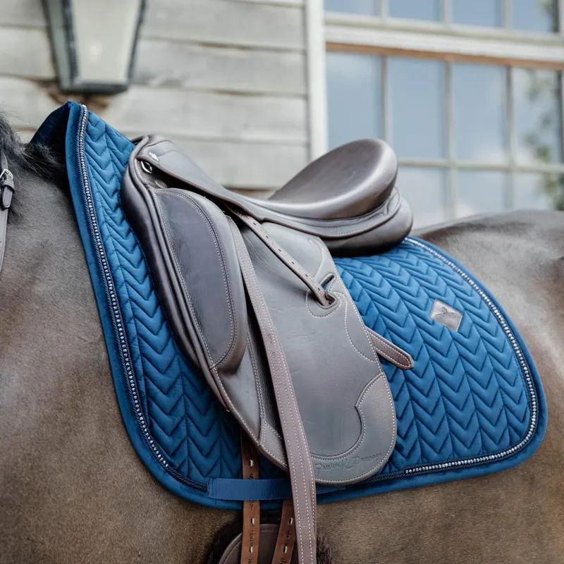 Kentucky Velvet Pearls Dressage Saddle Pad - Navy-1