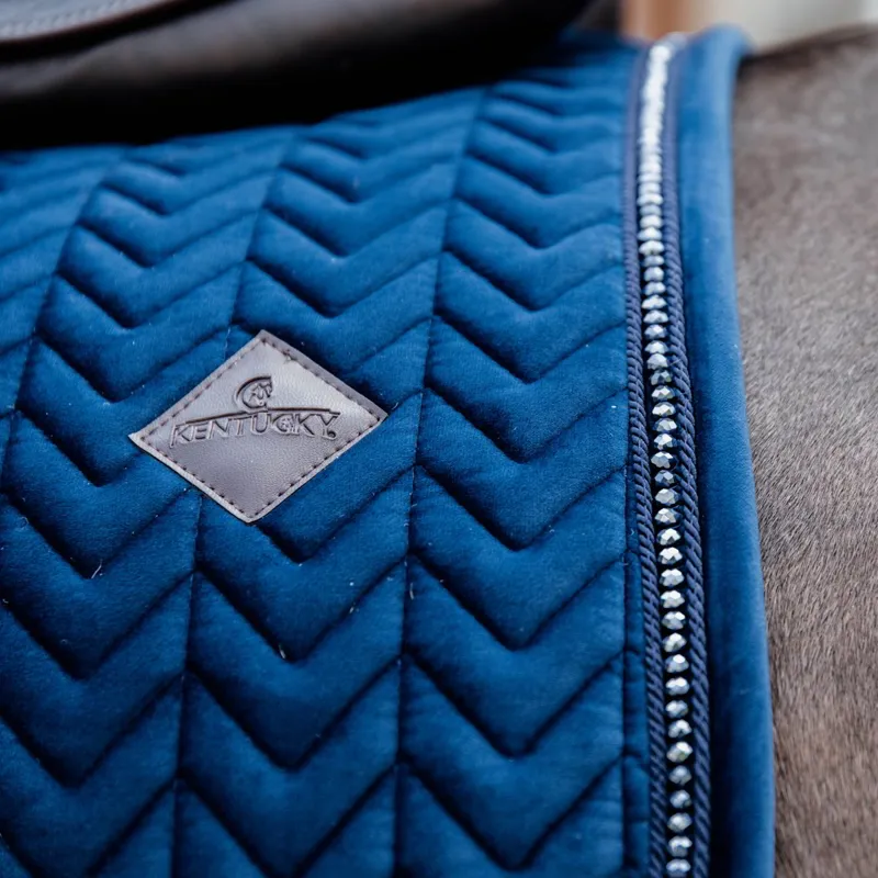 Kentucky Velvet Pearls Dressage Saddle Pad - Navy-2