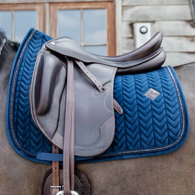 Kentucky Velvet Pearls Dressage Saddle Pad - Navy-3