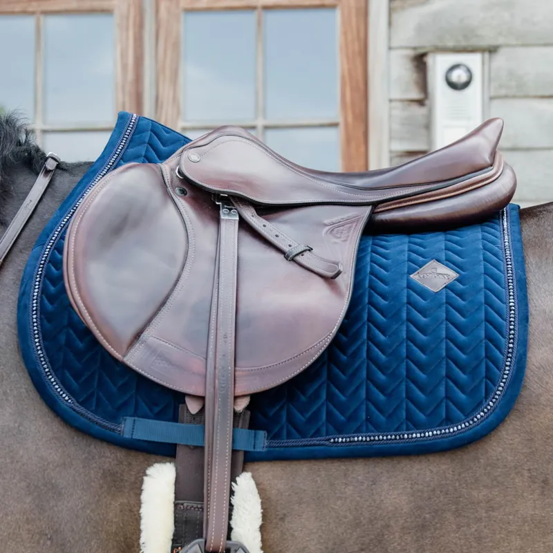 Kentucky Velvet Pearls Saddle Pad - Navy-1