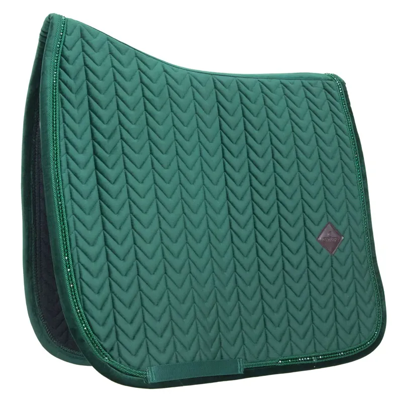 Kentucky Velvet Pearls Dressage Saddle Pad - Pine Green