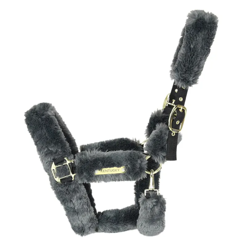 Kentucky Shipping Synthetic Sheepskin Halter - Grey-2