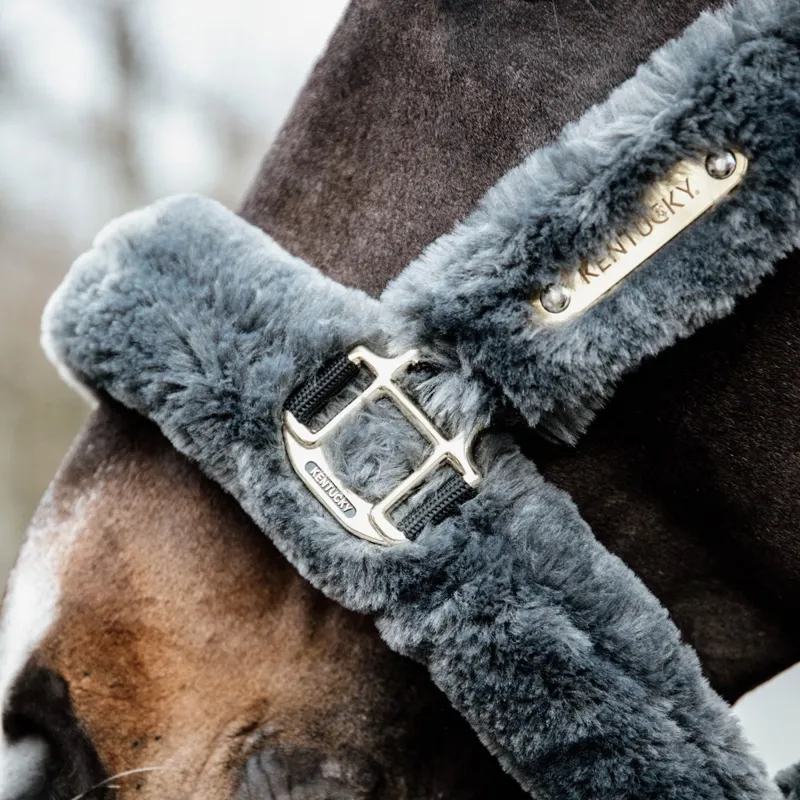 Kentucky Shipping Synthetic Sheepskin Halter - Grey-1