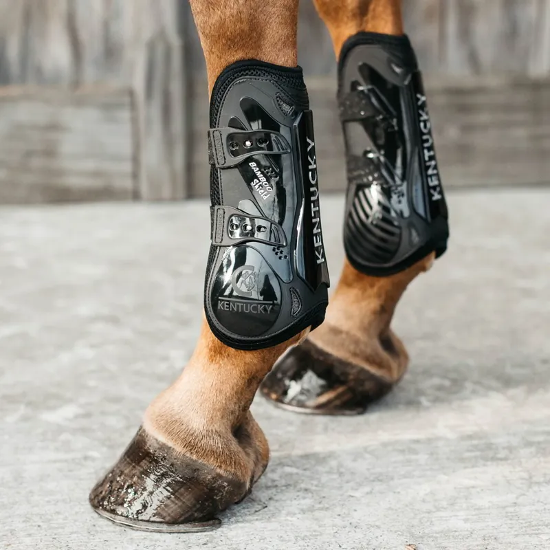 Kentucky Bamboo Shield Tendon Boots with Elastic Straps - Black