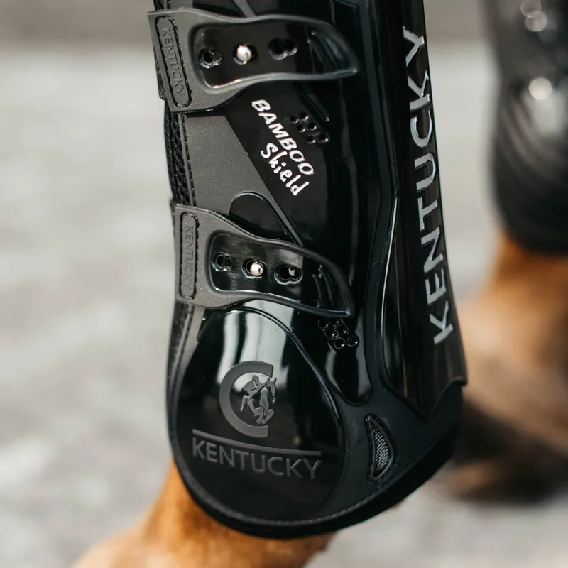 Kentucky Bamboo Shield Tendon Boots with Elastic Straps - Black-6