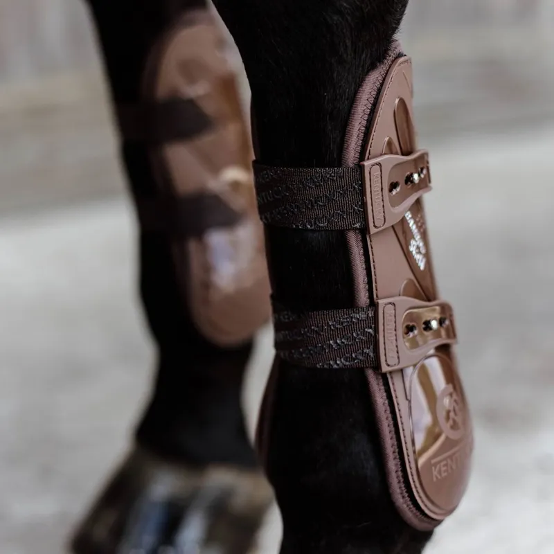Kentucky Bamboo Shield Tendon Boots with Elastic Straps - Brown-6