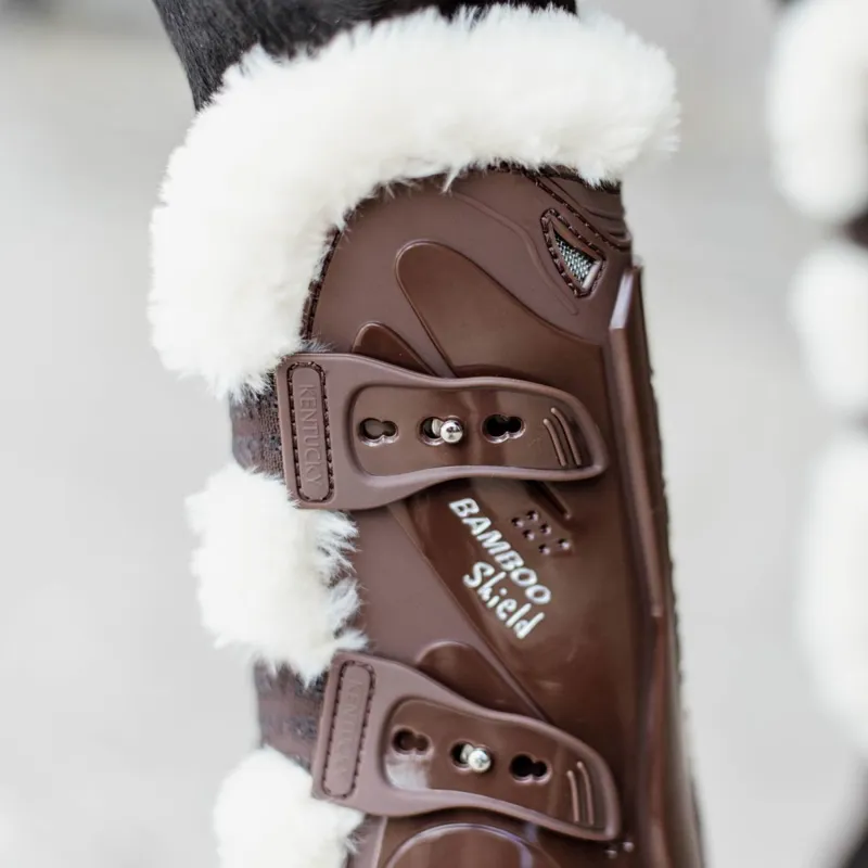 Kentucky Bamboo Shield Artificial Sheepskin Tendon Boots - Brown-5