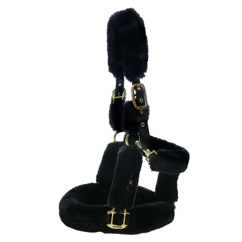 Kentucky Shipping Synthetic Sheepskin Halter - Black-5