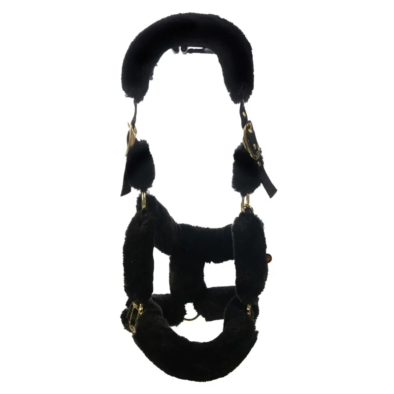 Kentucky Shipping Synthetic Sheepskin Halter - Black-3