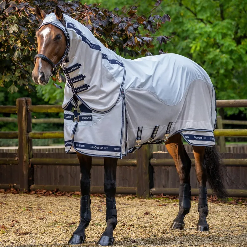 LeMieux Kudos Shower Pro Waterproof Detachable Neck Fly Sheet - Grey