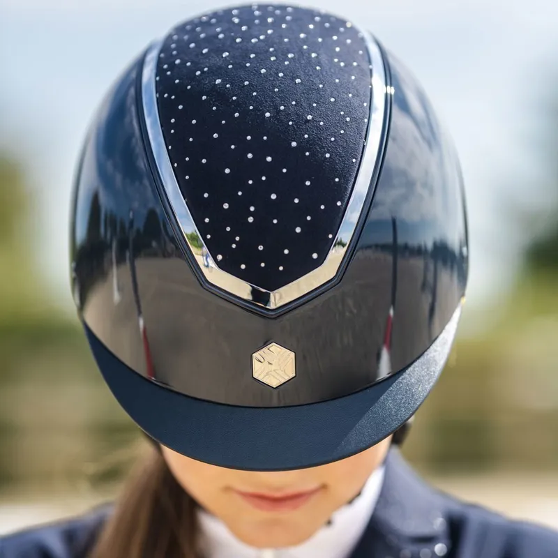 Charles Owen EQx Kylo Crystal Riding Helmet - Navy Gloss/Silver Crystal-5