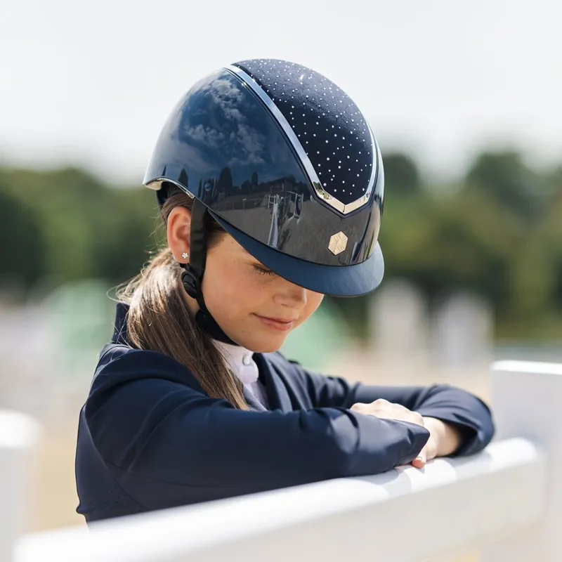 Charles Owen EQx Kylo Crystal Riding Helmet - Navy Gloss/Silver Crystal-4