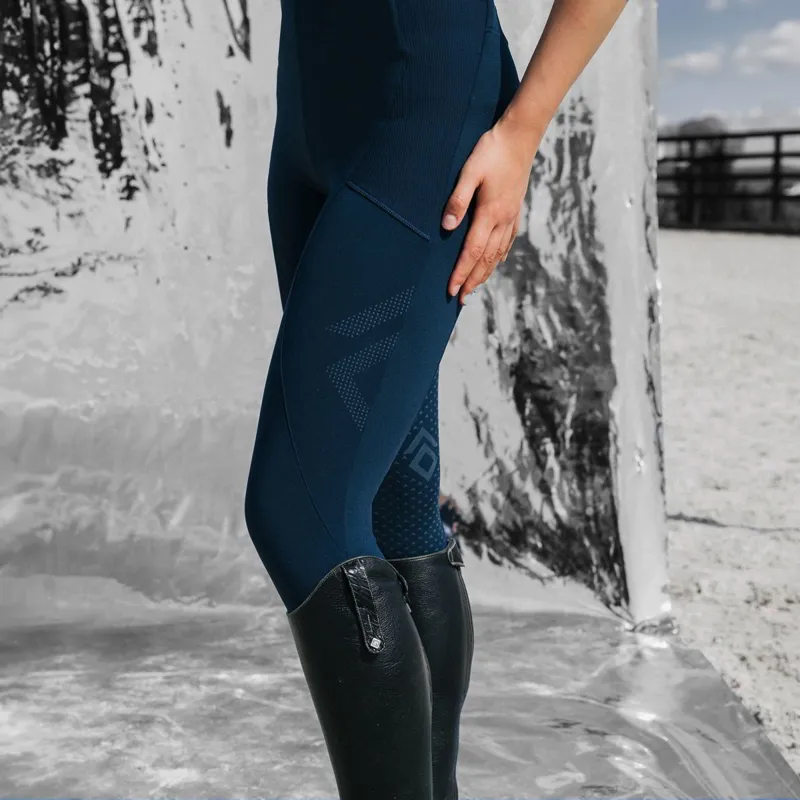 Aztec Diamond Core Full Grip Womens Riding Tights - Navy-9