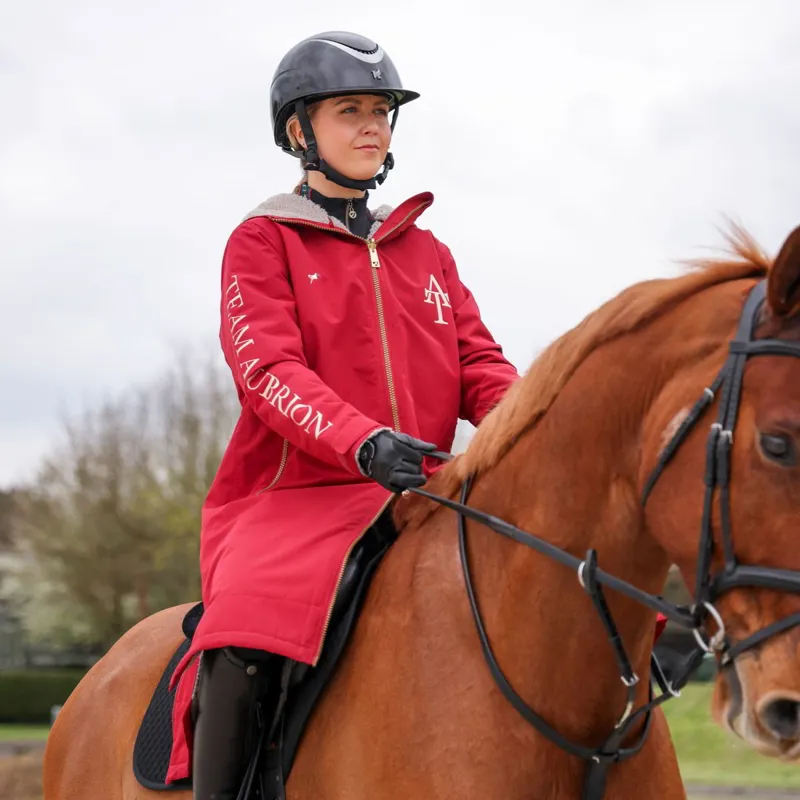 Aubrion Team All Weather Ladies Waterproof Robe - Red