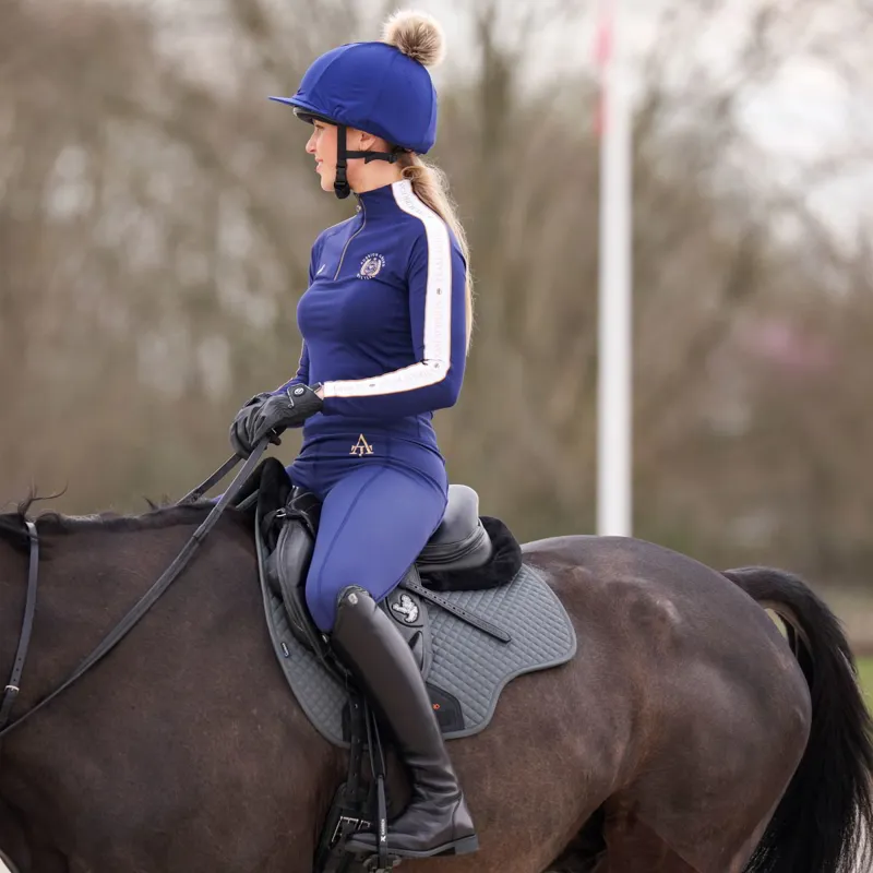 Aubrion Team Full Grip Ladies Winter Riding Tights - Navy-8