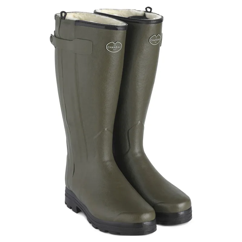 Le Chameau Chasseur Wool Mens Rubber Boots - Vert Chameau
