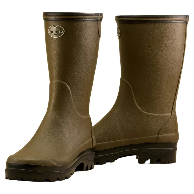 Le Chameau Giverny Jersey Lined Bottillon Rubber Boots - Vert Chameau-5
