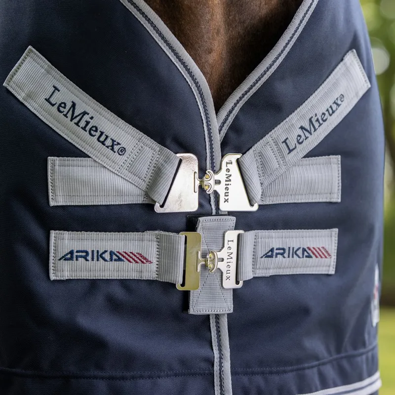 LeMieux Arika Featherweight 0g Detachable Neck Turnout Blanket - Navy-4