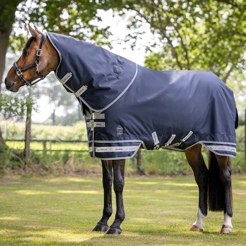 LeMieux Arika Storm-Tek 350g Detachable Neck Turnout Blanket - Navy-1