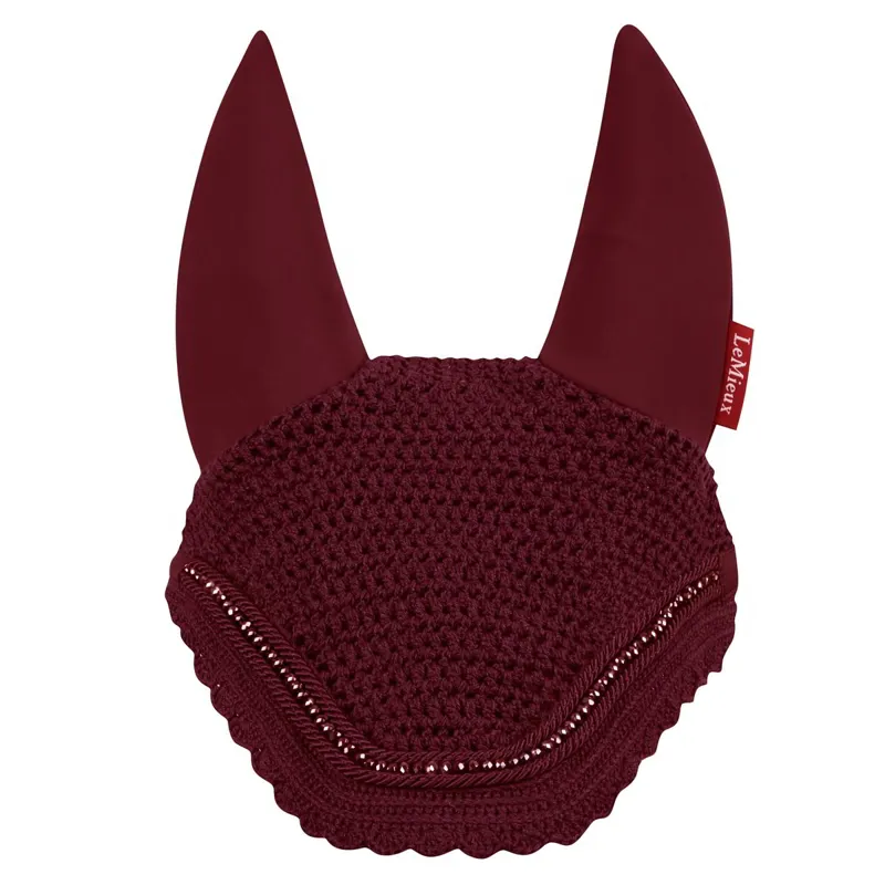 LeMieux Acoustic Diamante Fly Hood - Burgundy-1