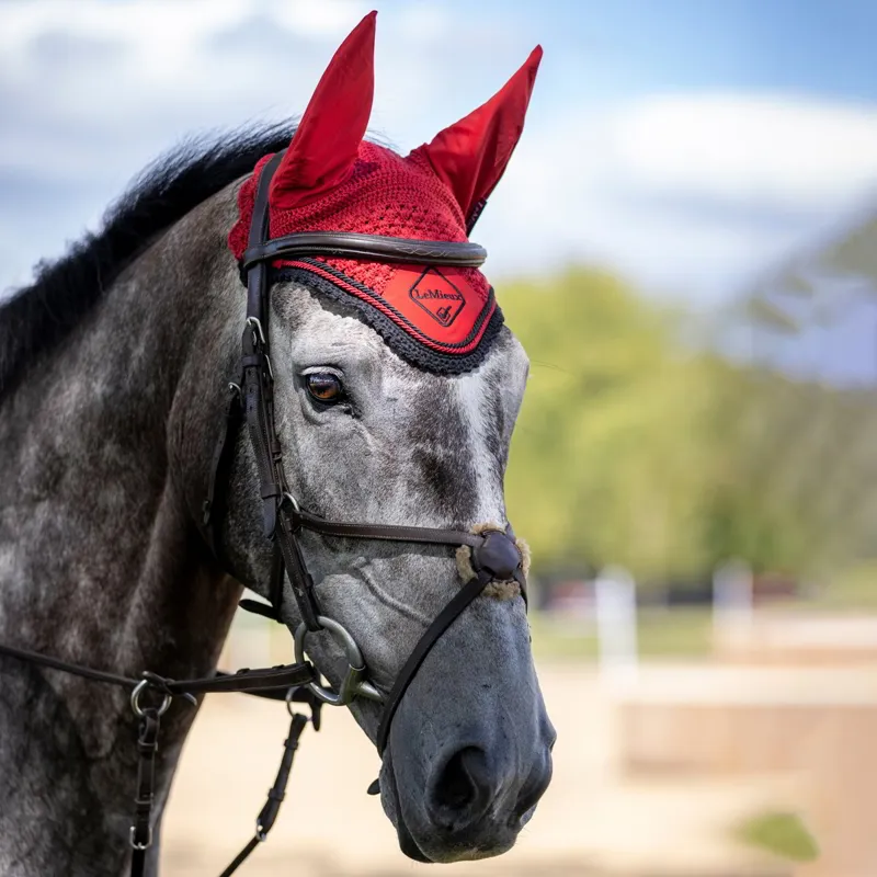 LeMieux Classic Fly Bonnet-Chilli/Black-1
