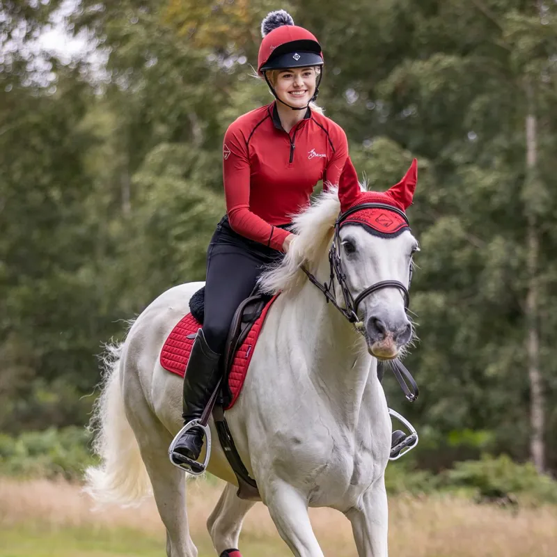 LeMieux Classic Fly Bonnet-Chilli/Black-2