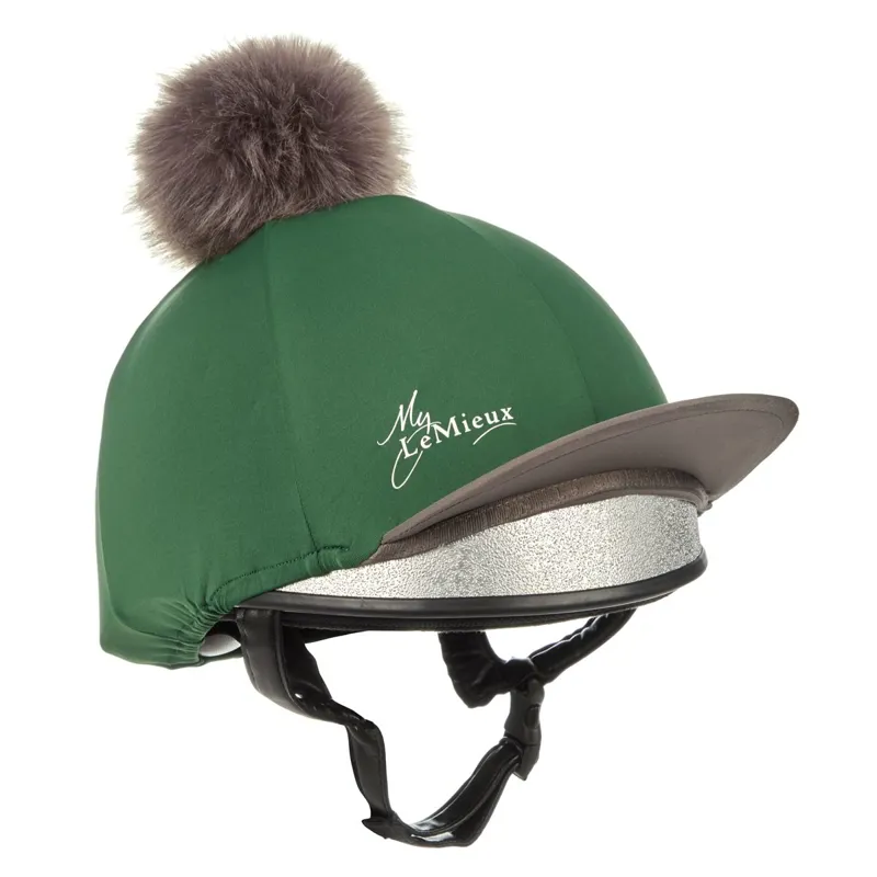 LeMieux Pom Helmet Cover - Hunter Green/Grey