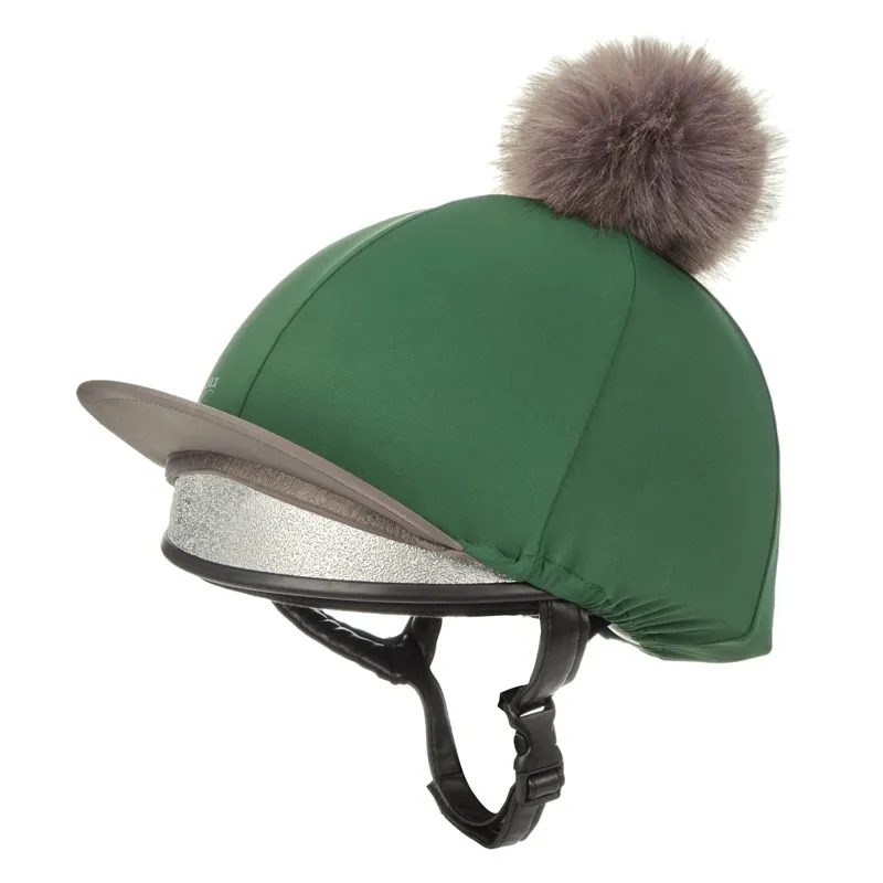 LeMieux Pom Helmet Cover - Hunter Green/Grey-2