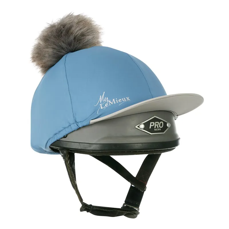 LeMieux Pom Helmet Cover - Ice Blue/Grey
