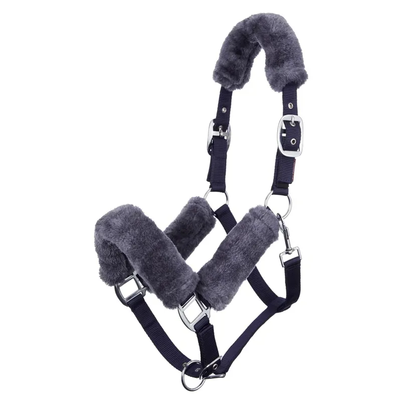 LeMieux Comfort Fleece Halter - Navy/Grey-1