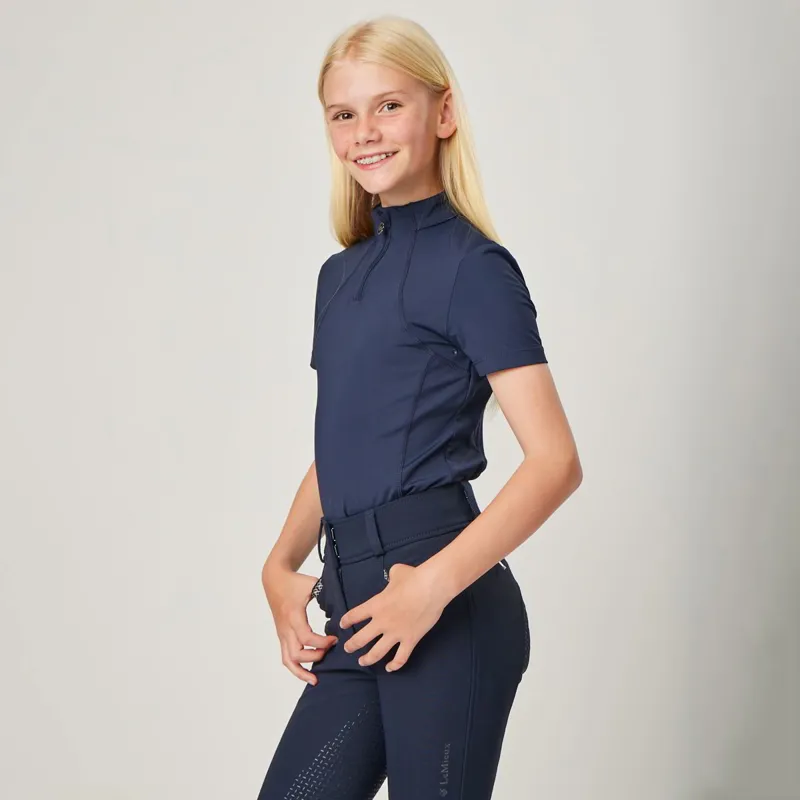LeMieux Young Rider Short Sleeve Youth Base Layer - Indigo-4
